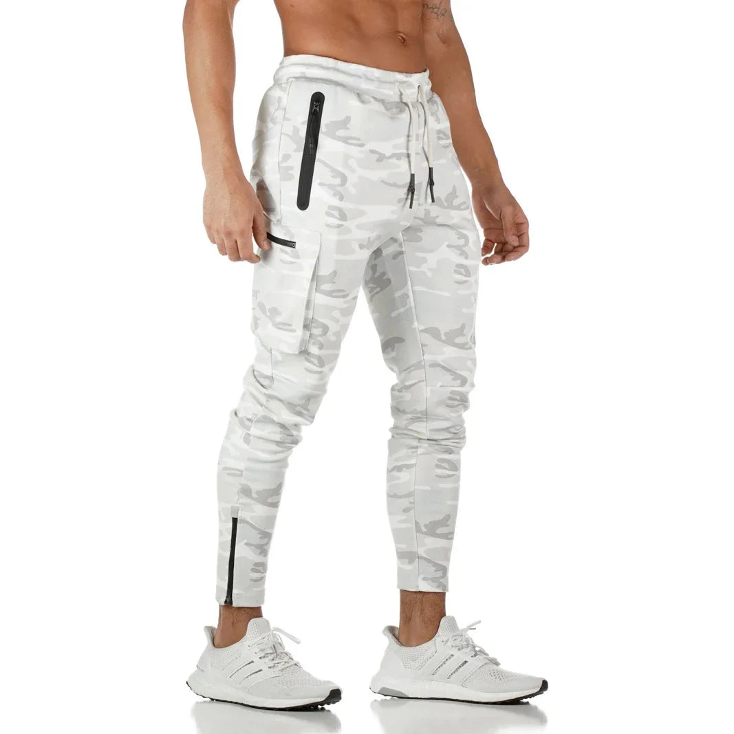 Cargo elasticizzati pantaloni invernale uomo slim tag 46 mimetico bianco
