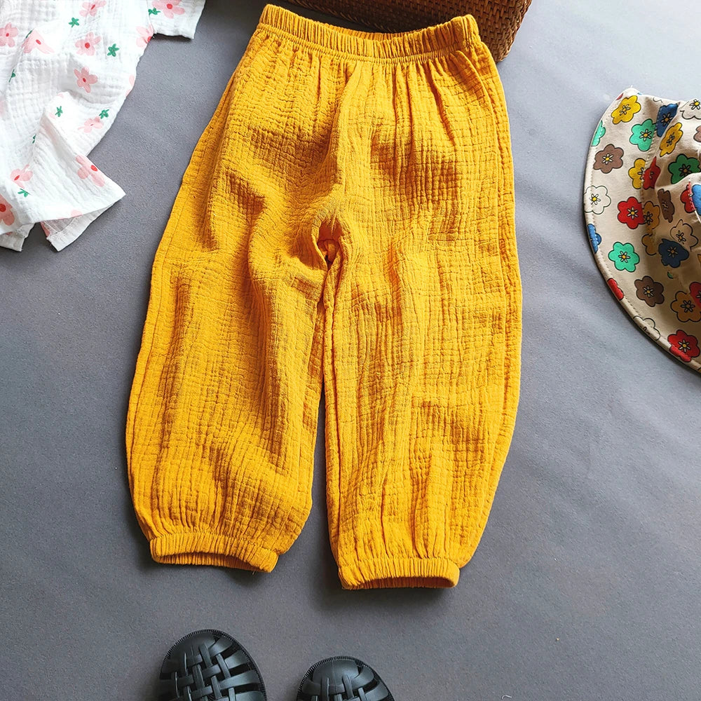Pantaloni cargo da bambina colore giallo
