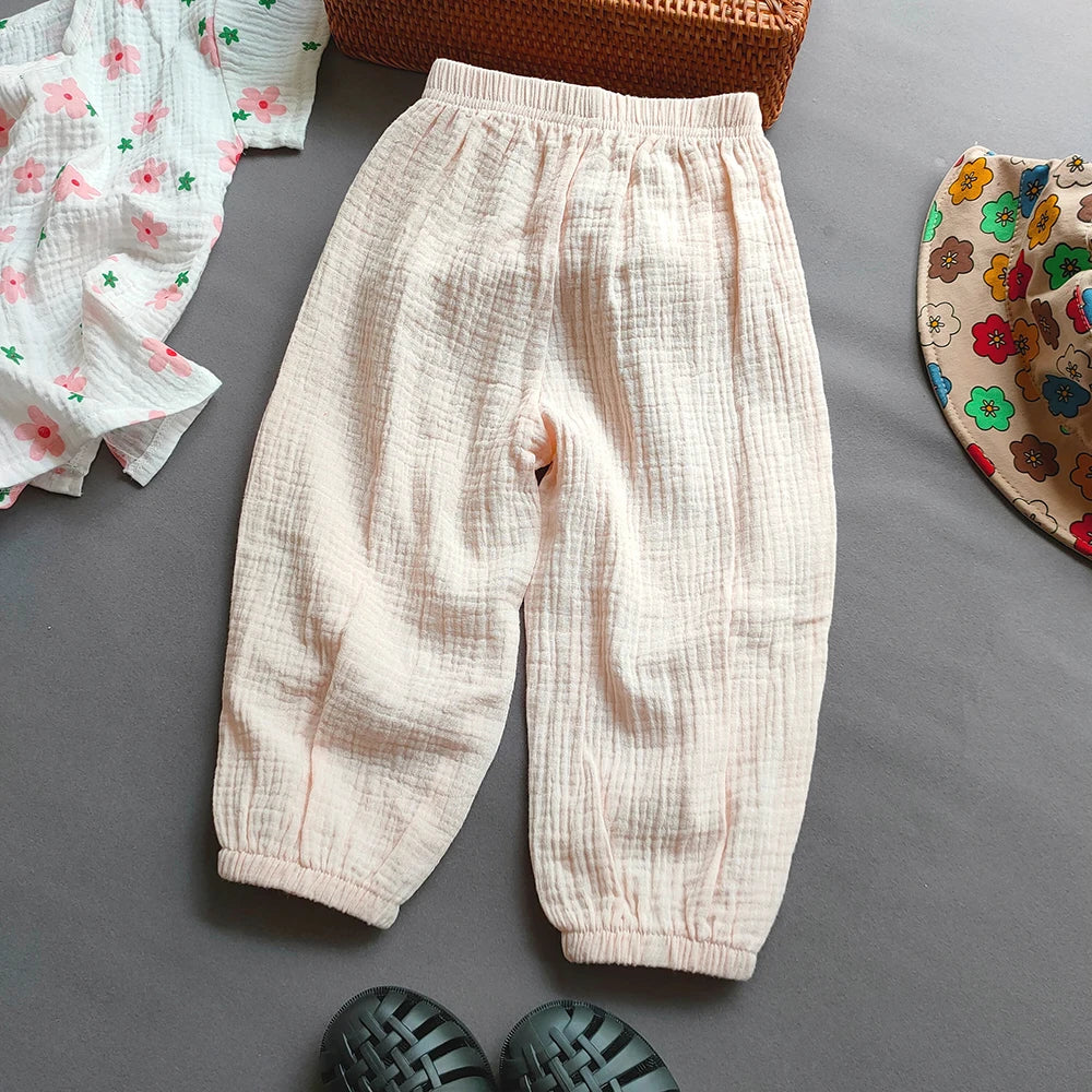 Pantaloni cargo da bambina colore rosa beige