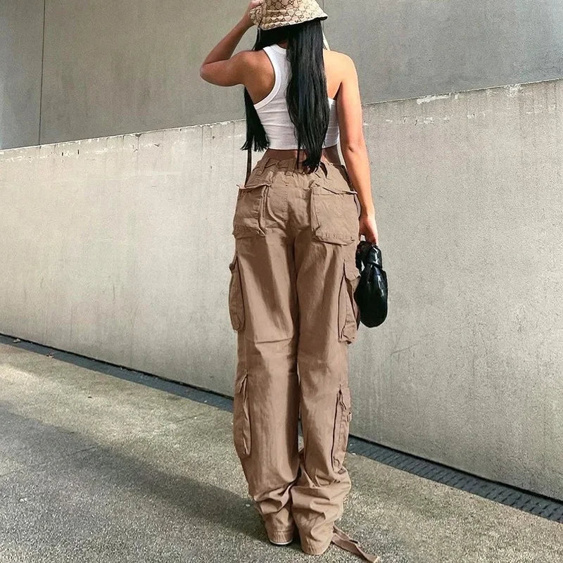 Pantaloni cargo dritti da donna vista posteriore