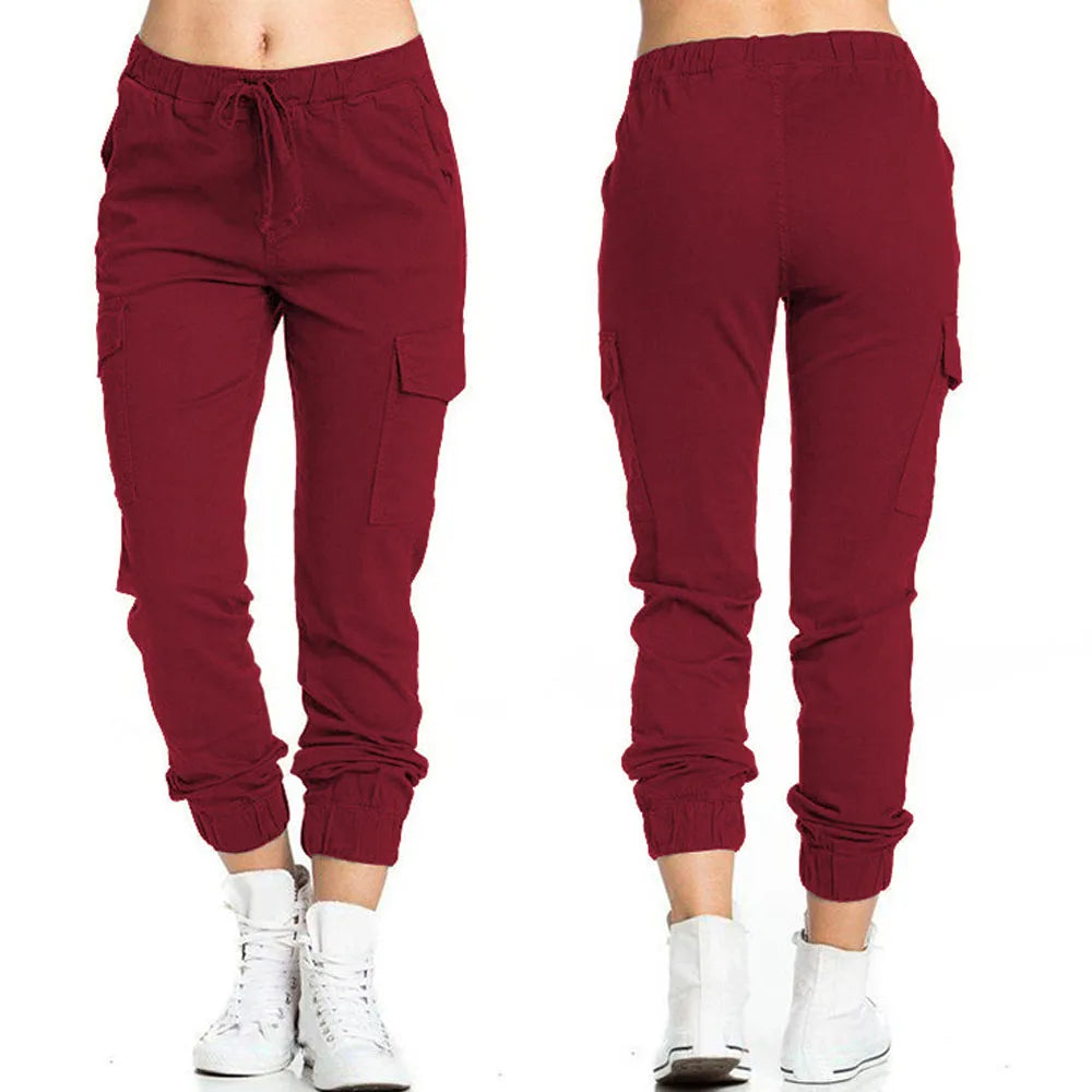 Pantaloni cargo sportivi donna rosso