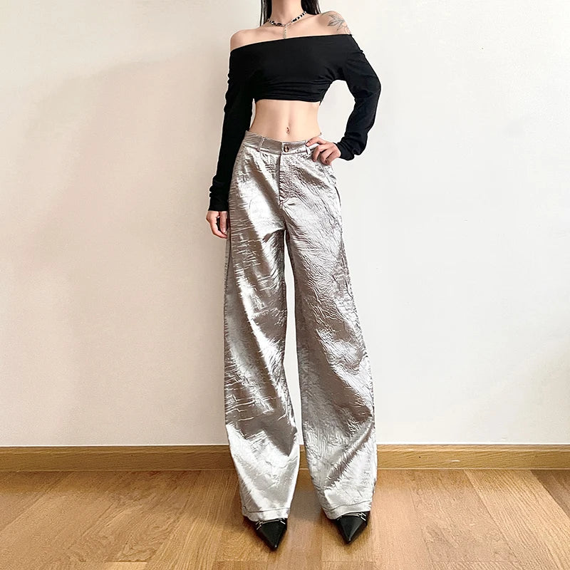 Pantaloni cargo argento.