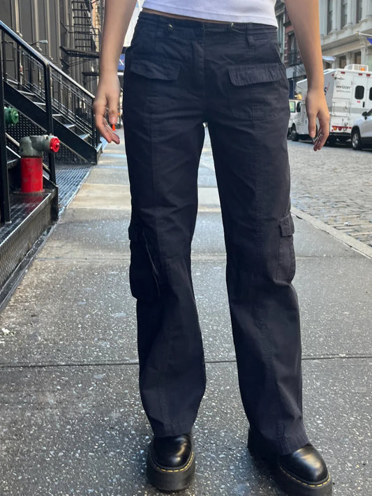 Pantaloni cargo blu navy da donna