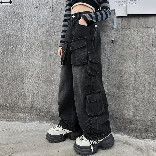 Pantaloni cargo da bambina di 10 anni colore nero