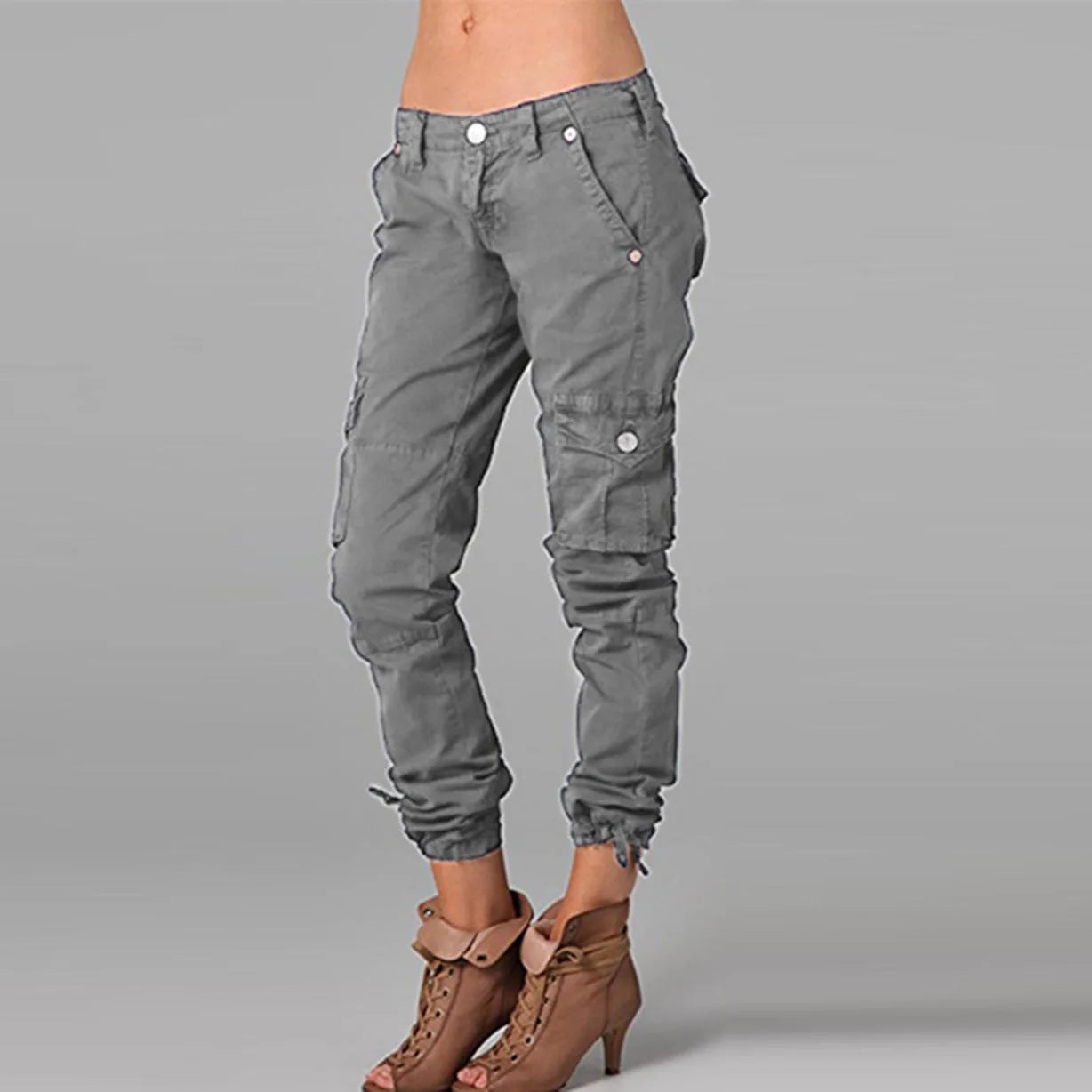 Pantaloni cargo da donna colore grigio