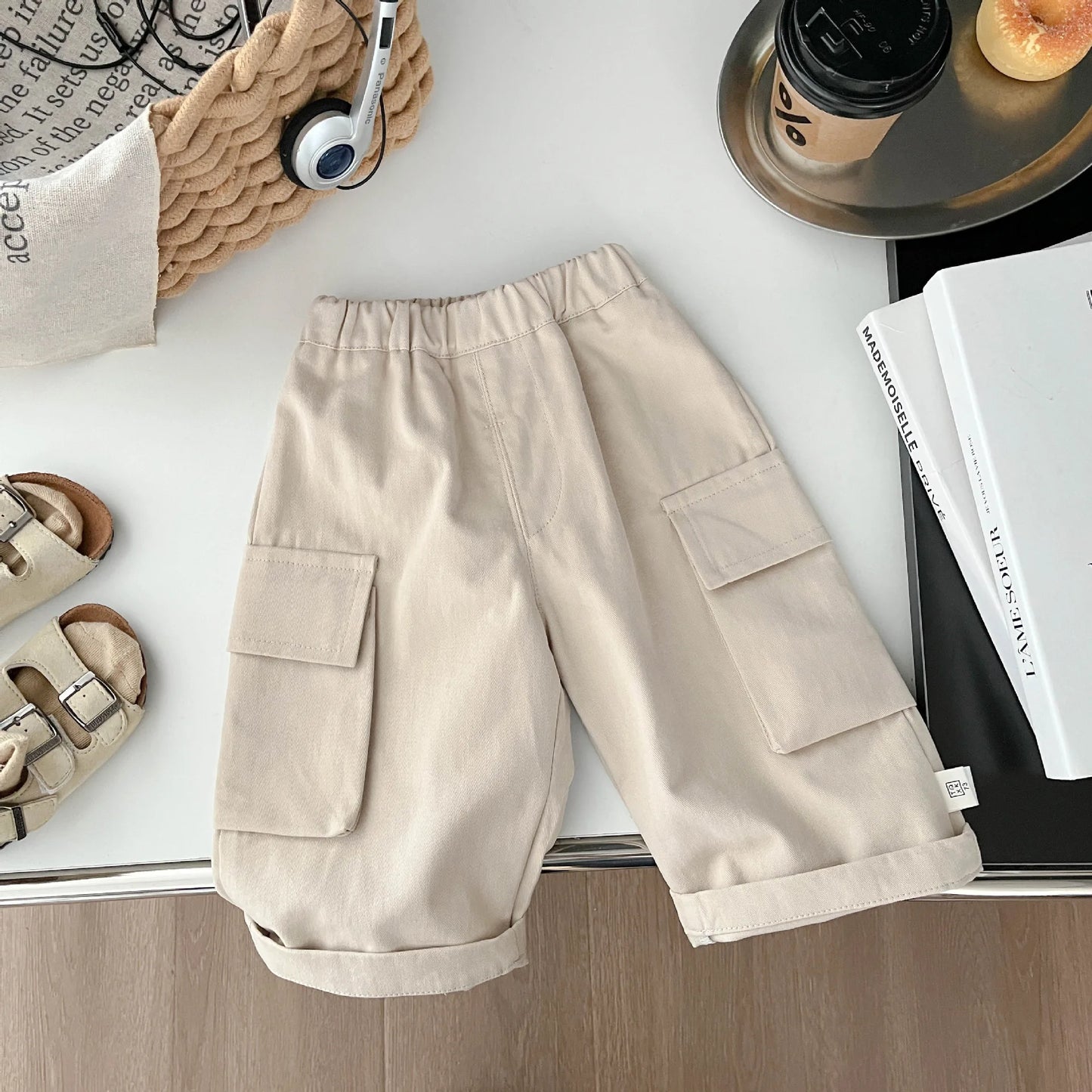 Pantaloni cargo da ragazzo albicocca
