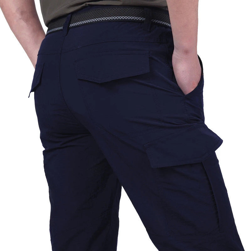 Pantaloni cargo da uomo con cinturino colore blu navy