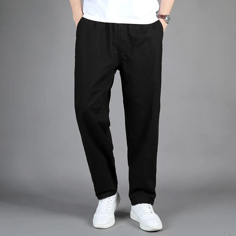 Pantaloni cargo da uomo in cotone nero