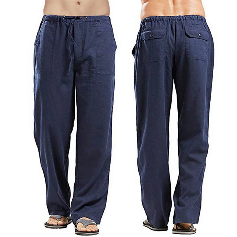 Pantaloni cargo da uomo in lino