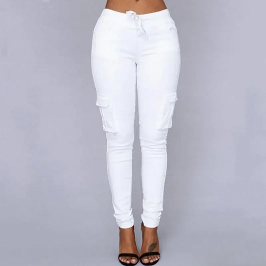 Pantaloni cargo donna corti bianco