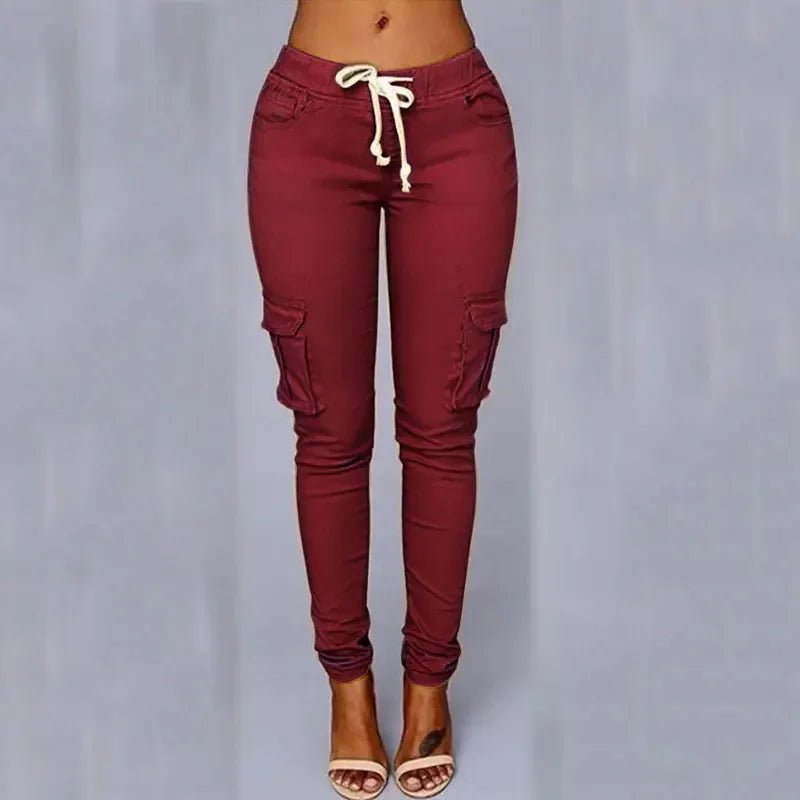 Pantaloni cargo donna corti bordeau