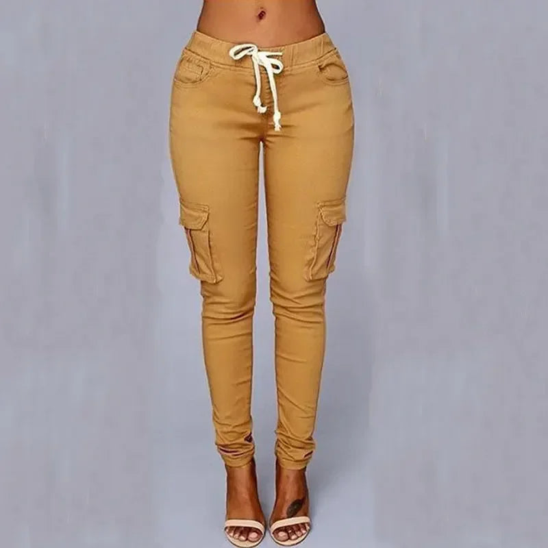 Pantaloni cargo donna corti khaki
