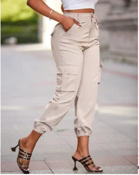 Pantaloni cargo elastici da donna