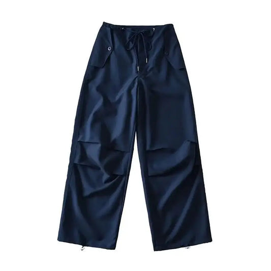 Pantaloni cargo fluidi da donna colore blu scuro
