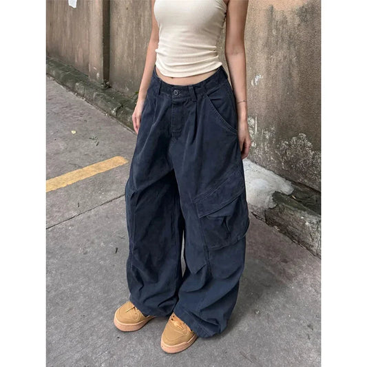 Pantaloni cargo grandi colore blu