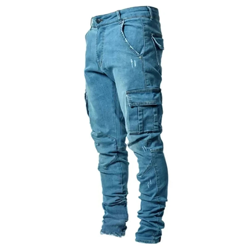 Pantaloni cargo in denim da uomo