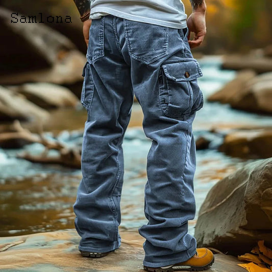 Pantaloni cargo  invernali azzurro