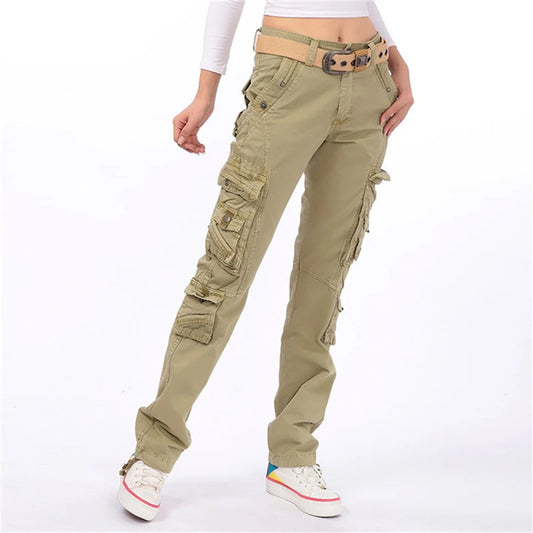 Pantaloni cargo kaki da donna