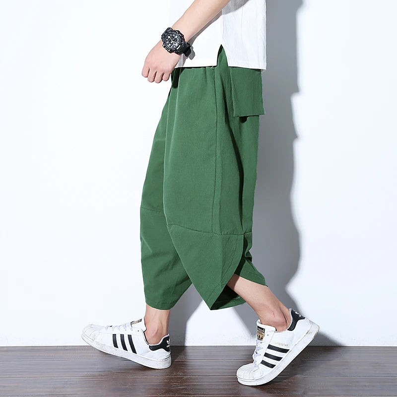 Pantaloni cargo larghi colore verde