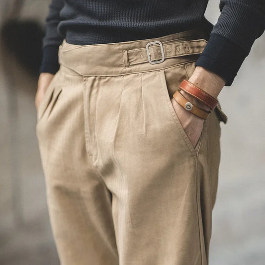 Pantaloni cargo panna vista laterale