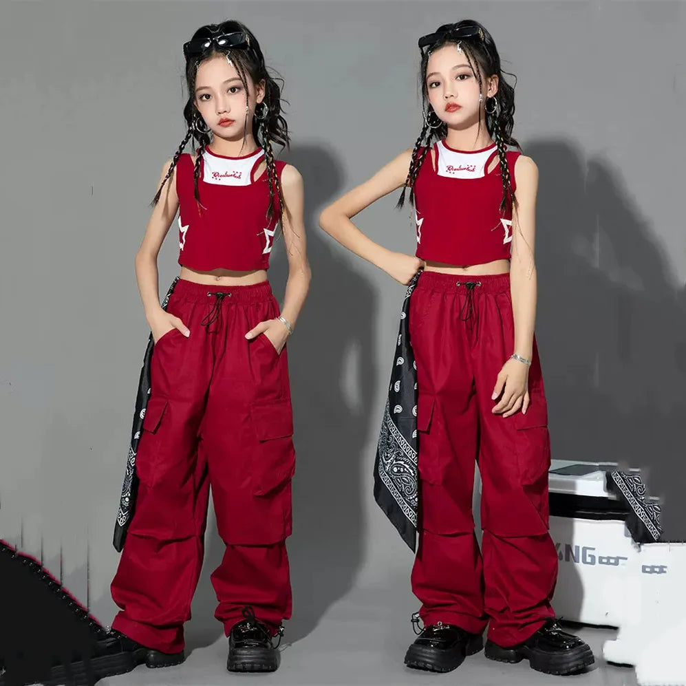 Pantaloni cargo per bambini colore rosso