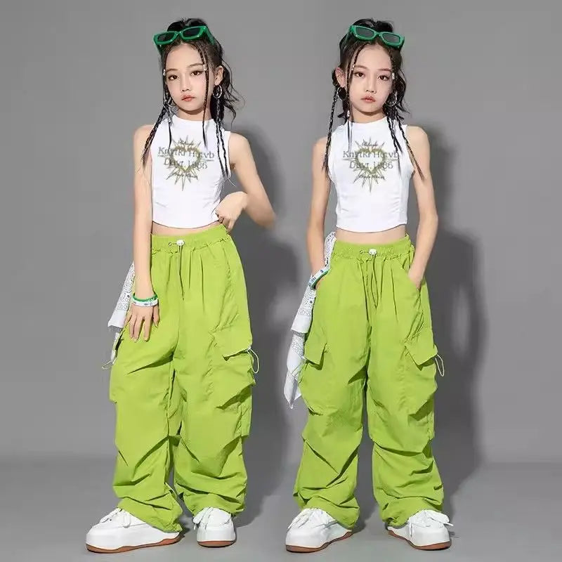 Pantaloni cargo per bambini colore verde