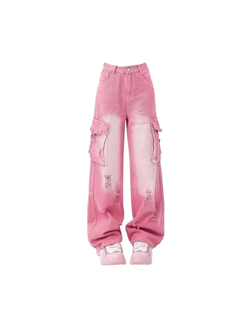 Pantaloni cargo rosa