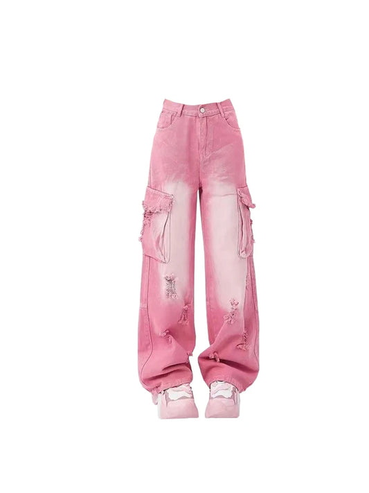 Pantaloni cargo rosa