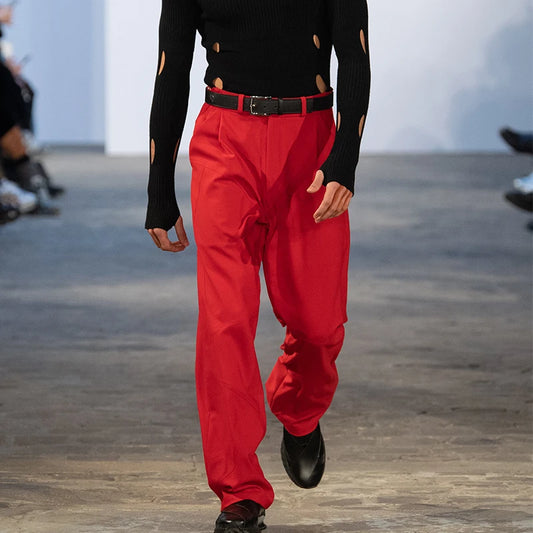Pantaloni cargo rossi uomo