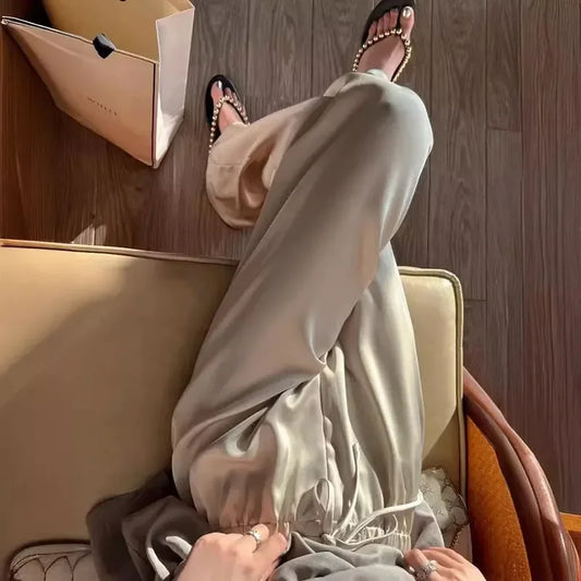 Pantaloni cargo seta champagne