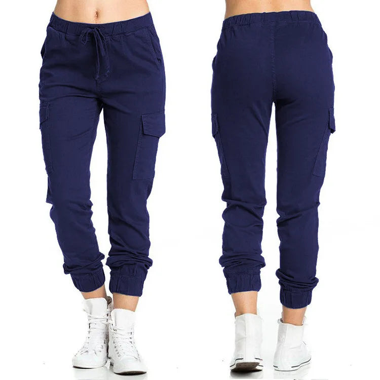 Pantaloni cargo sportivi donna blu