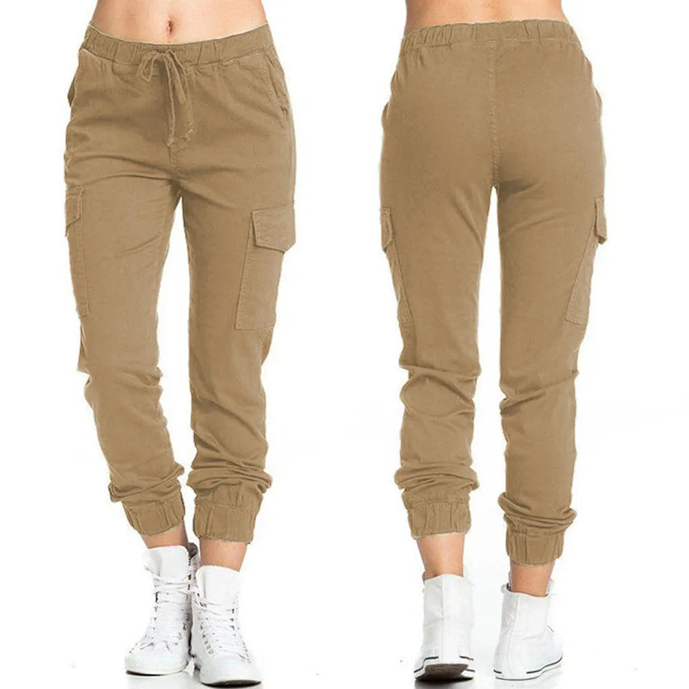 Pantaloni cargo sportivi donna khaki