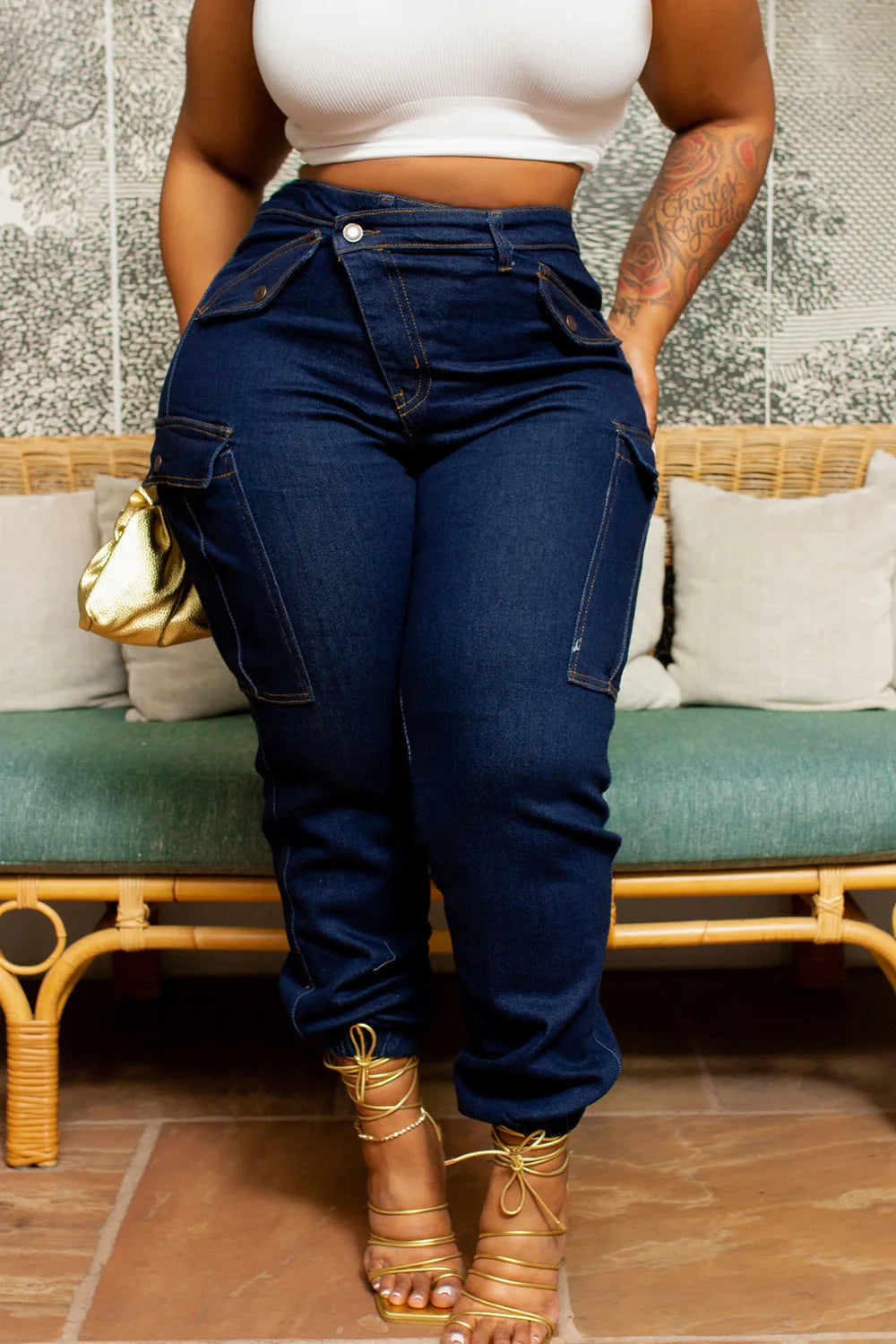 Pantaloni cargo tagli forti donna