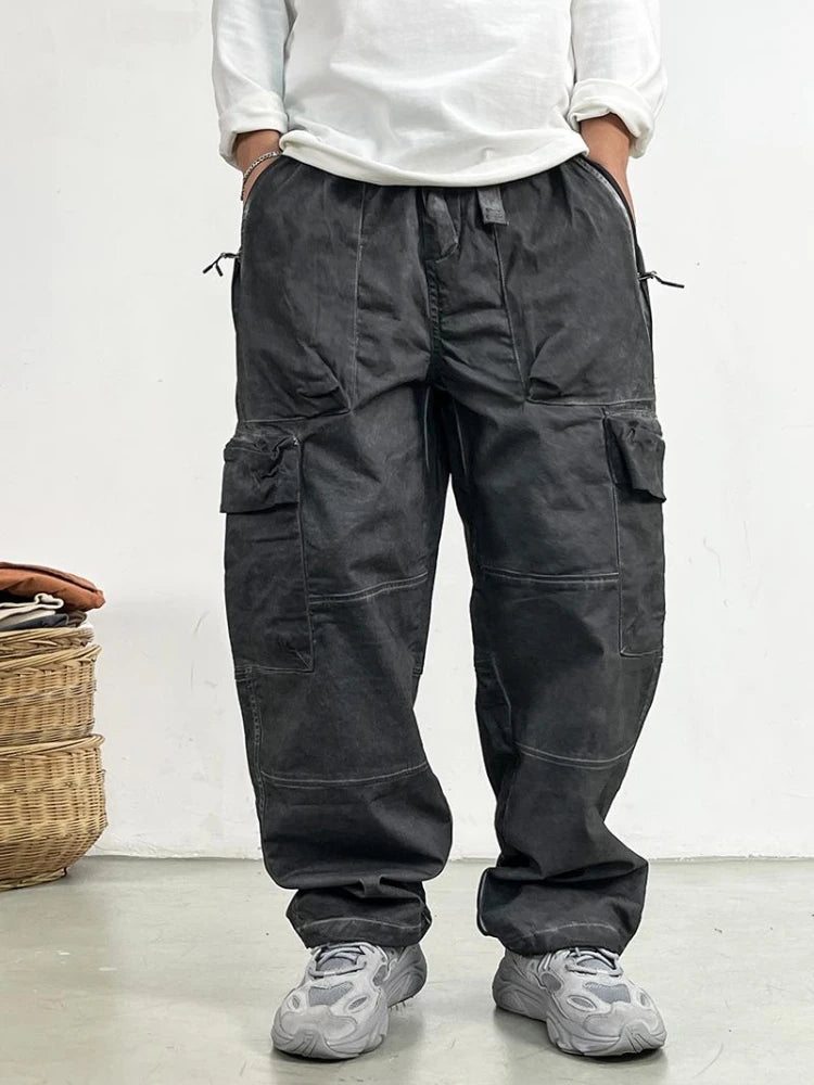 Pantaloni cargo uomo vintage grigio