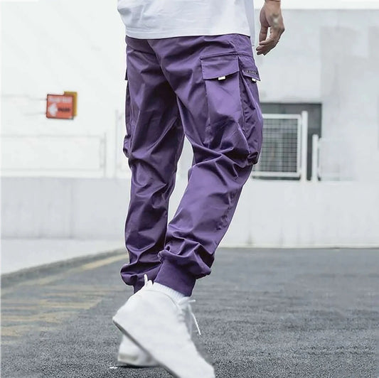 Pantaloni cargo viola uomo vista posteriore
