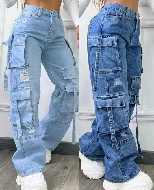 Pantaloni cargo in denim