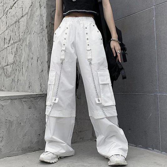 Pantaloni cargo bianchi da donna