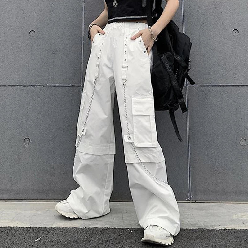 Pantaloni cargo bianchi da donna