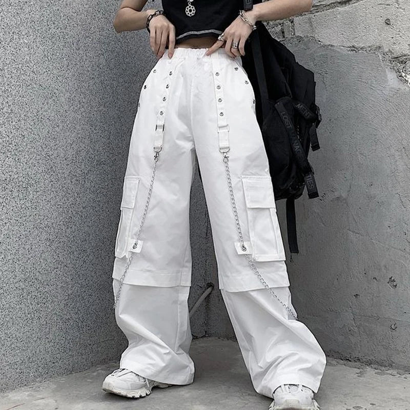 Pantaloni cargo bianchi da donna