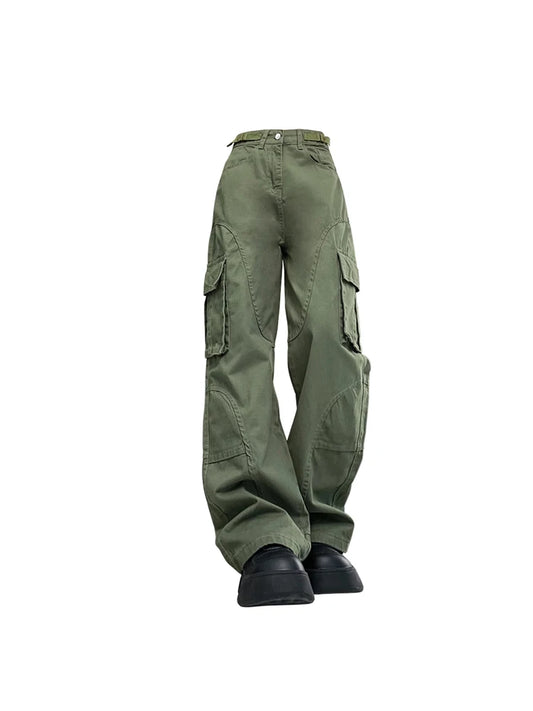 Pantaloni cargo  donna verde militari