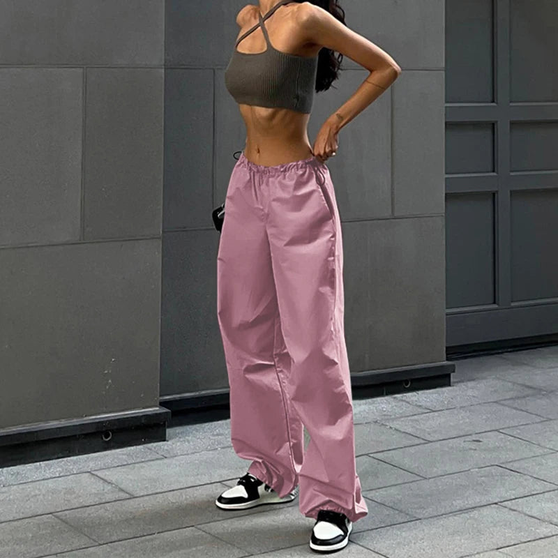 Pantaloni cargo donna estivi rosa