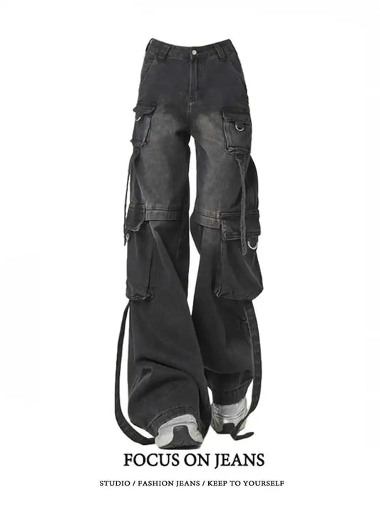 Pantaloni cargo neri da donna