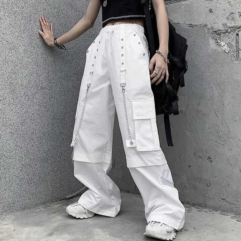 Pantaloni cargo bianchi da donna