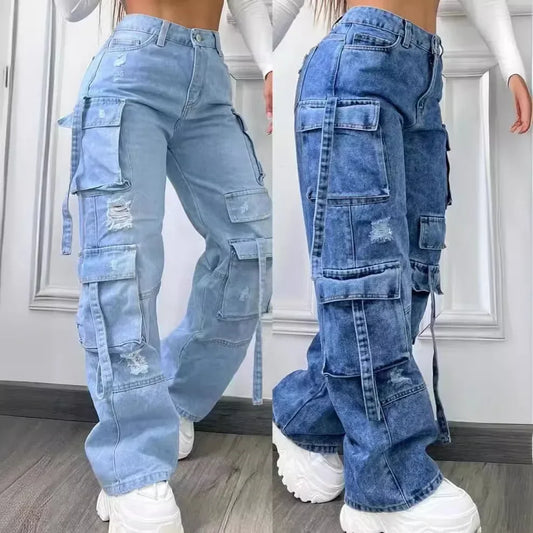 Pantaloni cargo in denim
