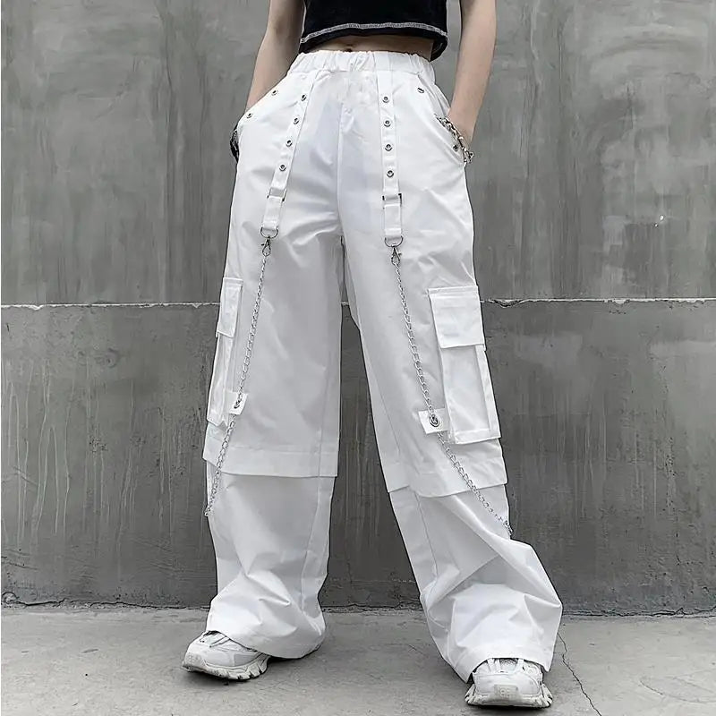 Pantaloni cargo bianchi da donna