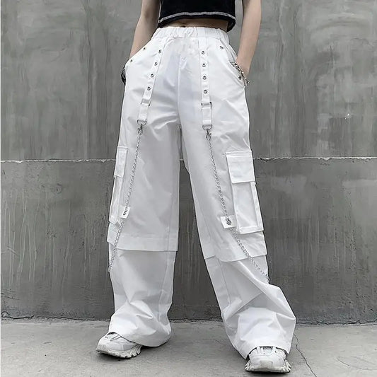 Pantaloni cargo bianchi da donna