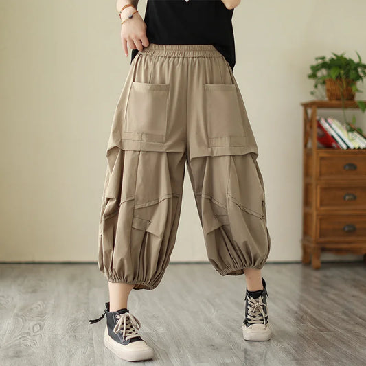 pantaloni cargo a vita alta da donna
